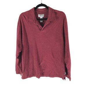 Farah Mens Maroon Vintage Long Sleeve Polo Shirt 100% Cotton Size M